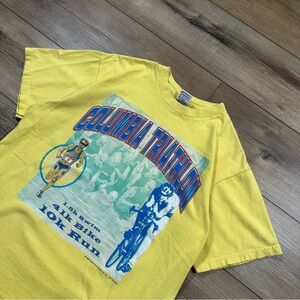 Vintage 1999 Yellow Columbia Triathlon  Graphic Tee